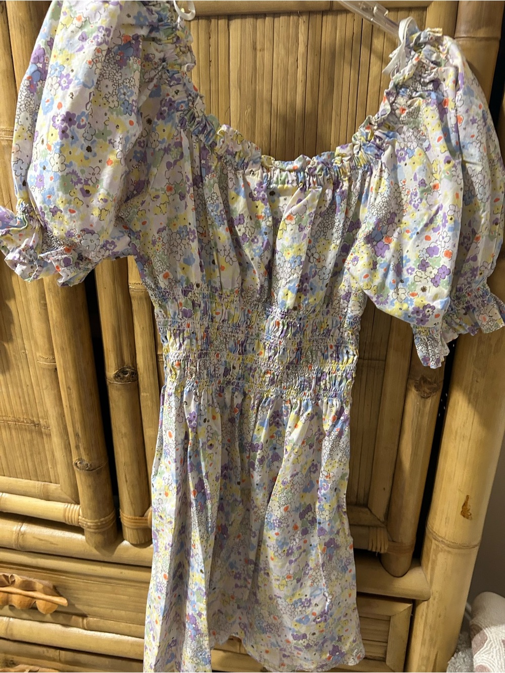 Levi's Floral Smocked Puff Sleeve Mini Dress